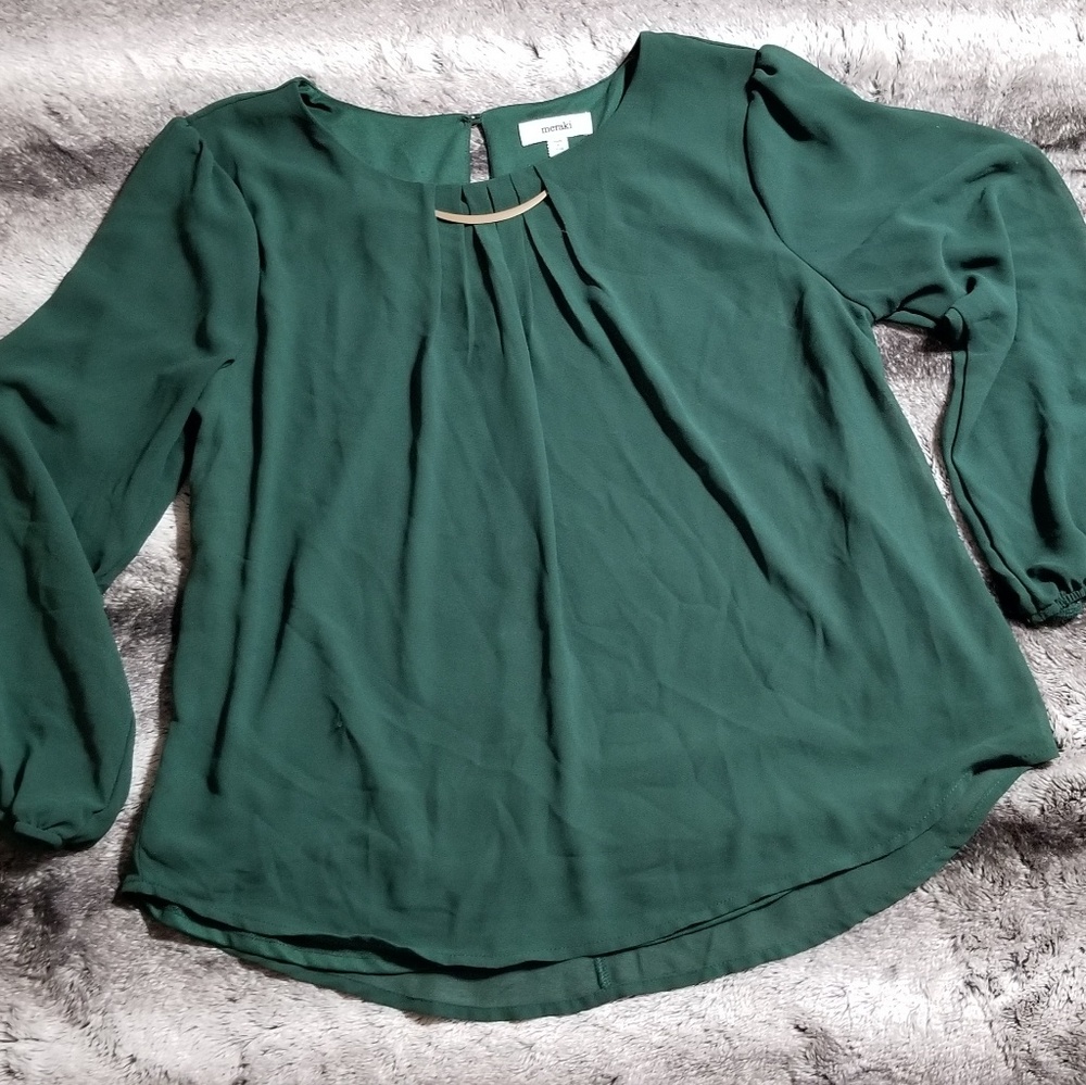 Dark Green Meraki Long Sleeve Top
